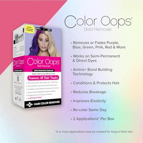 Color Oops Bold Remover for Hair Dye - Safely Removes Direct Dyes & Semi-Permanent Color - 2 Applications - Vegan & Cruelty-Free - görsel 9