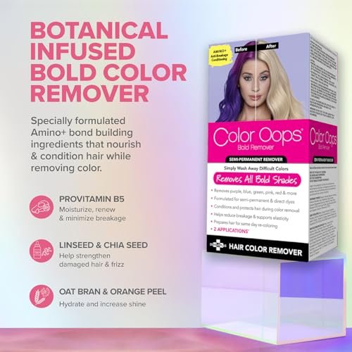 Color Oops Bold Remover for Hair Dye - Safely Removes Direct Dyes & Semi-Permanent Color - 2 Applications - Vegan & Cruelty-Free - görsel 13