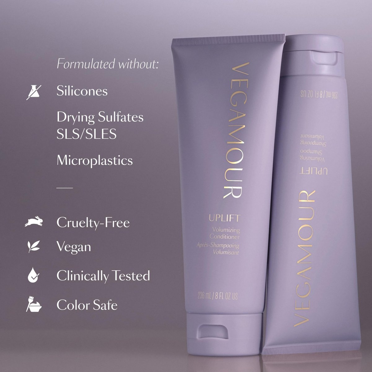 VEGAMOUR UPLIFT Volumizing Shampoo – Volumizing Shampoo for Fine, Flat & Thinning Hair – Non-Sticky Formula for Bouncy, Soft Hair with Humidity Resistance Avelisse