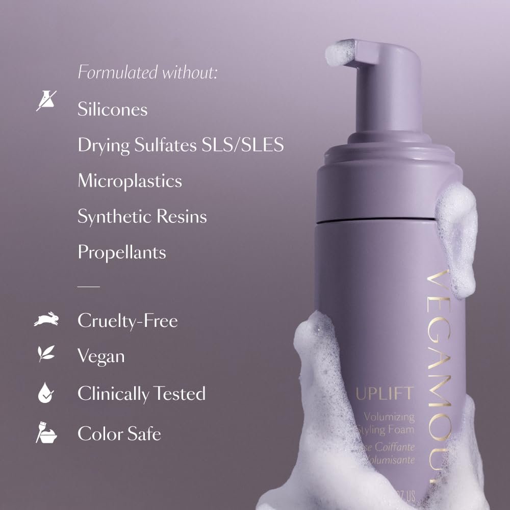VEGAMOUR UPLIFT Volumizing Styling Foam – Lightweight Volume for Fine, Flat & Thinning Hair Avelisse