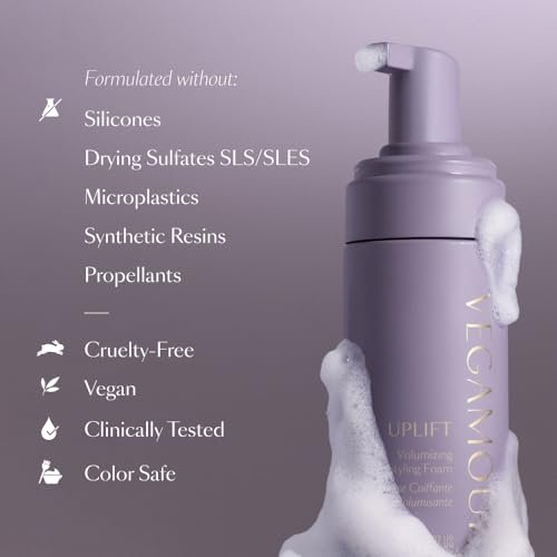 VEGAMOUR UPLIFT Volumizing Styling Foam – Lightweight Volume for Fine, Flat & Thinning Hair Avelisse