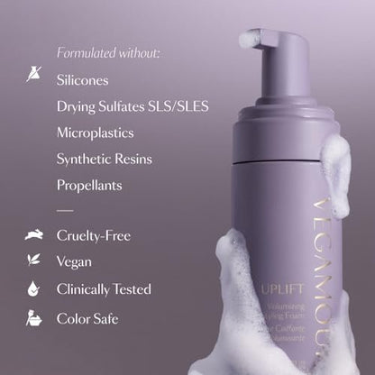 VEGAMOUR UPLIFT Volumizing Styling Foam – Lightweight Volume for Fine, Flat & Thinning Hair Avelisse