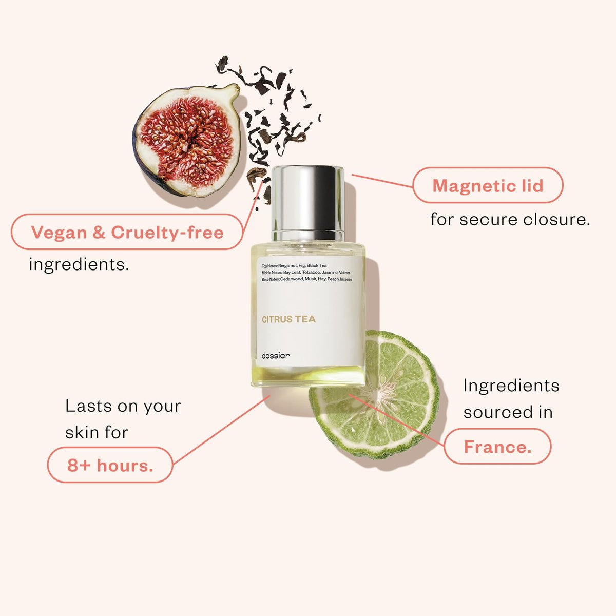 Dossier Citrus Tea Eau de Parfum - Inspired by Labo Thé Noir - 1.7 Fl Oz (50ml) - Vegan, Paraben-Free Unisex Fragrance Avelisse