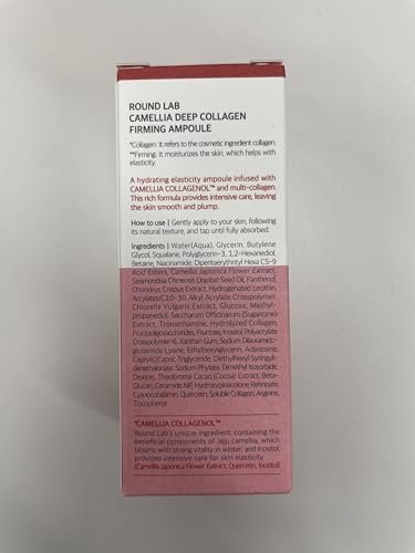 ROUND LAB Camellia Deep Collagen Firming Ampoule 1.01 Fl Oz - Hydrating & Elasticity-Enhancing Facial Serum with Multi Collagen for Smooth Fine Lines, Firm Skin, and Pore Tightening | Korean Skincare Avelisse