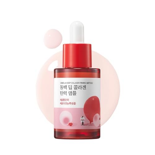 ROUND LAB Camellia Deep Collagen Firming Ampoule 1.01 Fl Oz - Hydrating & Elasticity-Enhancing Facial Serum with Multi Collagen for Smooth Fine Lines, Firm Skin, and Pore Tightening | Korean Skincare Avelisse