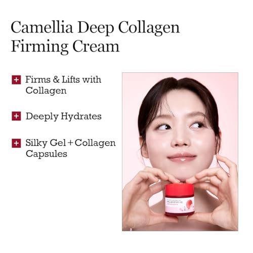ROUND LAB Camellia Deep Collagen Firming Cream 1.69 Fl Oz - Multi-Collagen Face Moisturizer for Elasticity, Hydration, Smooth & Firm Skin, Pore Tightening, Korean Skincare Avelisse