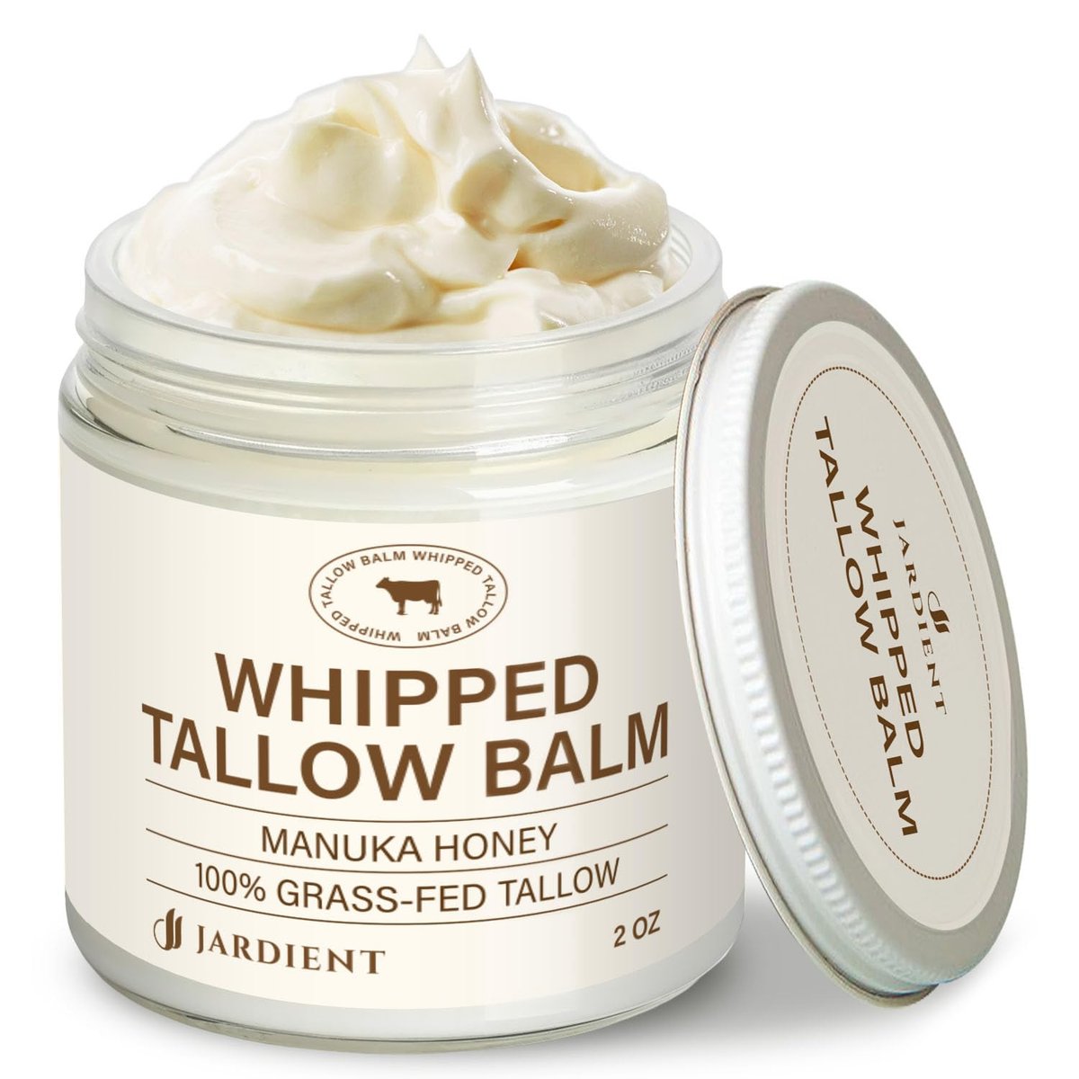 Jardient Beef Tallow Honey Balm for Skin: 100% Grass-Fed Beef Tallow Moisturizer for Face and Body - Organic Moisturizer Cream with Olive Oil & Manuka Honey for Eczema and Dry Skin (2 oz) Avelisse