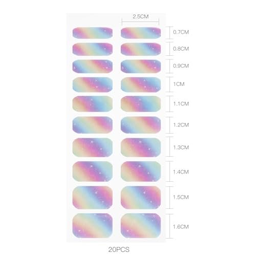 JMEOWIO Rainbow Glitter Semi-Cured Gel Nail Strips – UV/LED Nail Art Stickers - görsel 12