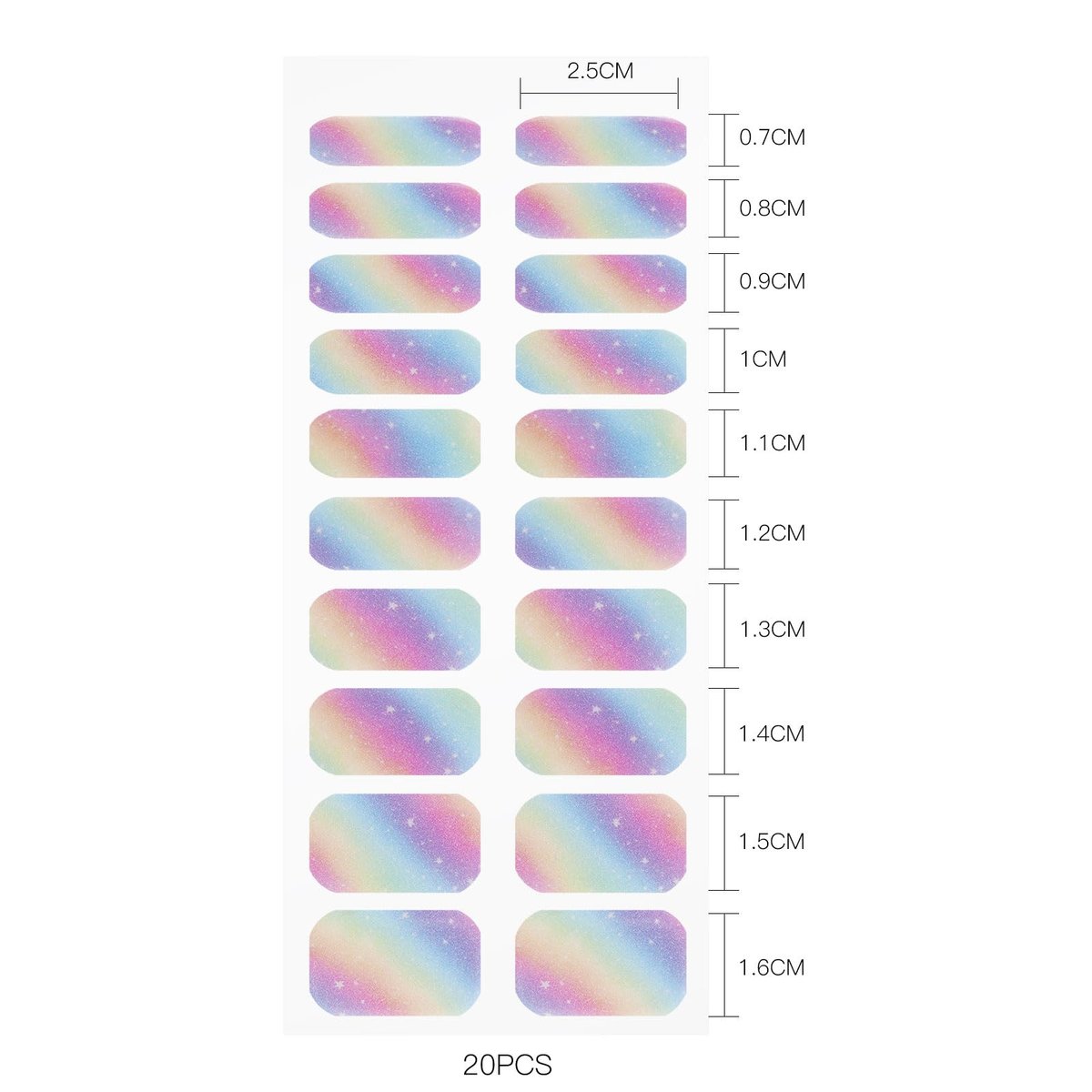JMEOWIO Rainbow Glitter Semi-Cured Gel Nail Strips – UV/LED Nail Art Stickers - görsel 11
