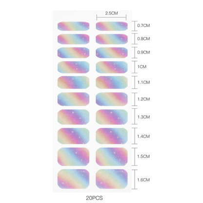 JMEOWIO Rainbow Glitter Semi-Cured Gel Nail Strips – UV/LED Nail Art Stickers