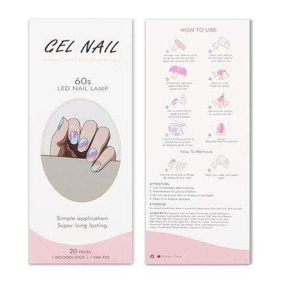 JMEOWIO Rainbow Glitter Semi-Cured Gel Nail Strips – UV/LED Nail Art Stickers