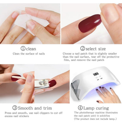 JMEOWIO Rainbow Glitter Semi-Cured Gel Nail Strips – UV/LED Nail Art Stickers