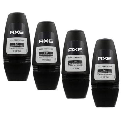 Axe Dark Temptation Roll-on Deodorant, Black, 1.7 Fl Oz (Pack of 4) - Long-Lasting Protection