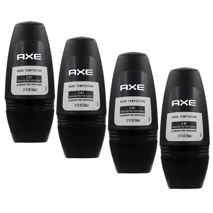 Axe Dark Temptation Roll-on Deodorant, Black, 1.7 Fl Oz (Pack of 4) - Long-Lasting Protection