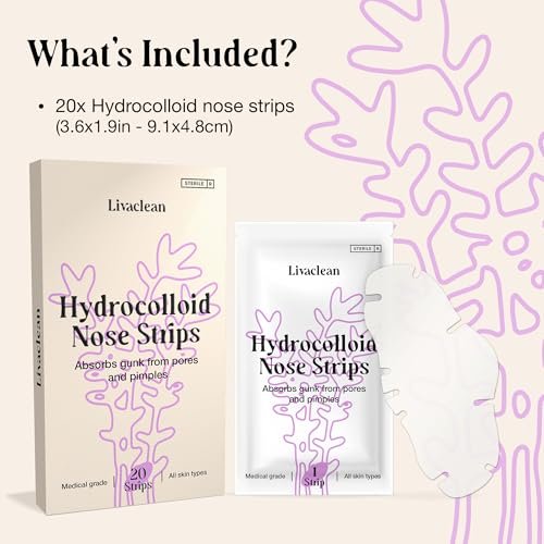LivaClean 20 CT Nose Pore Strips – Hydrocolloid Nose Pimple Patch & Pore Cleansing Strips for Blackheads, Oil & Clogged Pores – Acne Treatment for Face & Skin Care - görsel 4