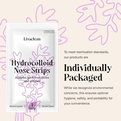 LivaClean 20 CT Nose Pore Strips – Hydrocolloid Nose Pimple Patch & Pore Cleansing Strips for Blackheads, Oil & Clogged Pores – Acne Treatment for Face & Skin Care