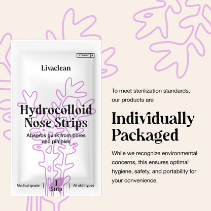 LivaClean 20 CT Nose Pore Strips – Hydrocolloid Nose Pimple Patch & Pore Cleansing Strips for Blackheads, Oil & Clogged Pores – Acne Treatment for Face & Skin Care