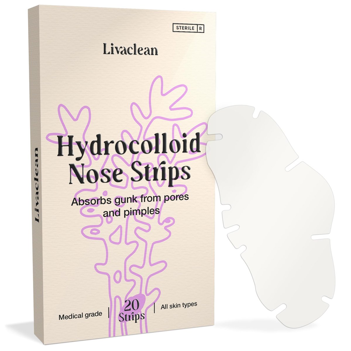 LivaClean 20 CT Nose Pore Strips – Hydrocolloid Nose Pimple Patch & Pore Cleansing Strips for Blackheads, Oil & Clogged Pores – Acne Treatment for Face & Skin Care - görsel 1