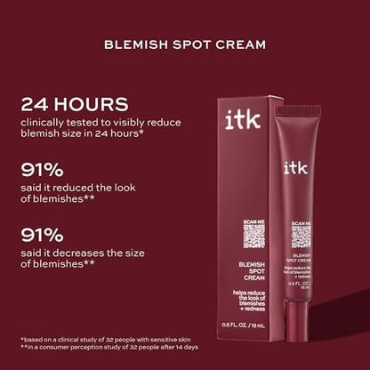ITK Skincare Salicylic Acid Acne Spot Treatment - Fast Active Acne Relief for Face, Back & Body with Tea Tree Oil - 0.5oz