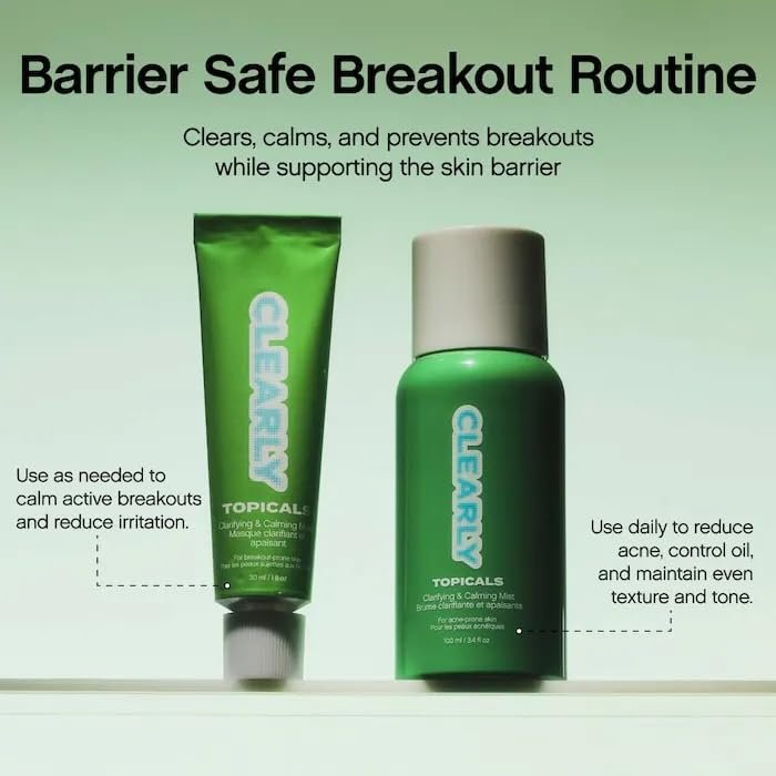 Topicals Clearly Breakout Clarifying + Calming Mask for Acne-Prone Skin | Reduces Breakouts & Redness | Clinical-Strength Dual-Acid Formula with Hypochlorous Acid | Vegan, Cruelty-Free (2 oz) Avelisse