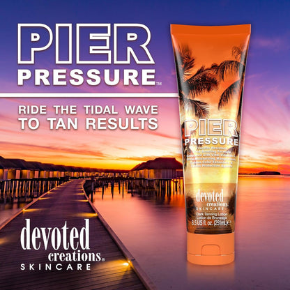 Devoted Creations Pier Pressure Transfer Resistant Vivid Bronzing Ultra-Moisturizing Dark Tanning Lotion, 8.5 Fl Oz