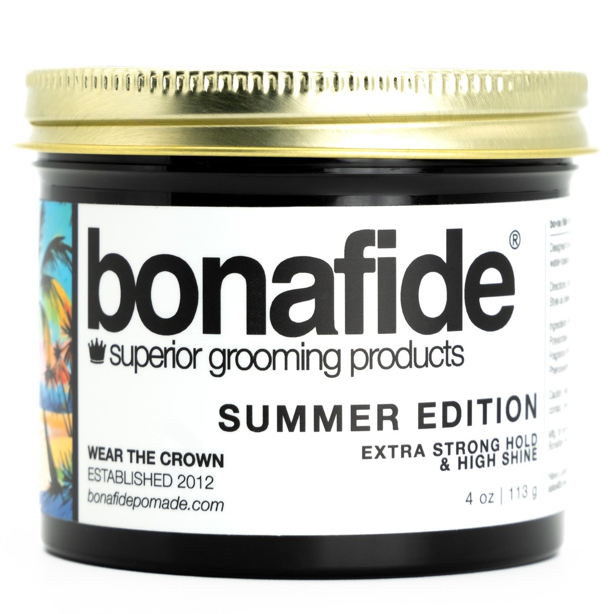 Bona Fide Pomade Summer Edition - Extra-Strong Hold, High Shine, Water-Based, Pineapple Melon Scent, 4 oz Avelisse