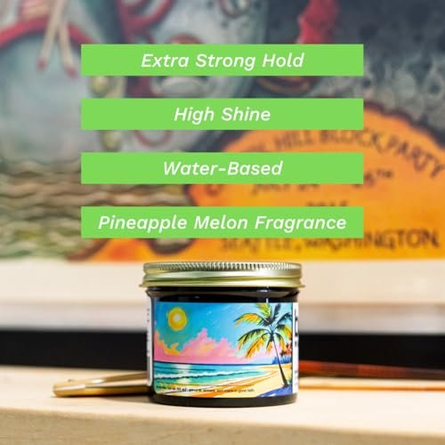 Bona Fide Pomade Summer Edition - Extra-Strong Hold, High Shine, Water-Based, Pineapple Melon Scent, 4 oz Avelisse