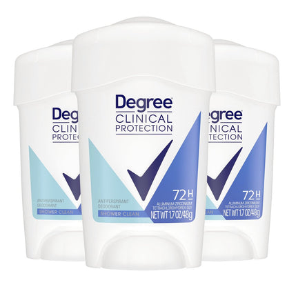 Degree Clinical Protection Antiperspirant Deodorant for Women, 72-Hour Sweat & Odor Protection, Shower Clean, 1.7 oz (3-Pack) Avelisse