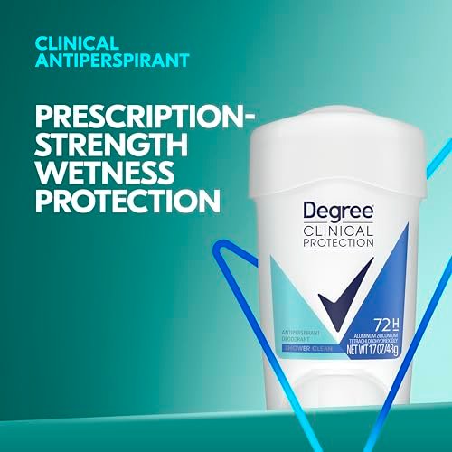 Degree Clinical Protection Antiperspirant Deodorant for Women, 72-Hour Sweat & Odor Protection, Shower Clean, 1.7 oz (3-Pack) Avelisse