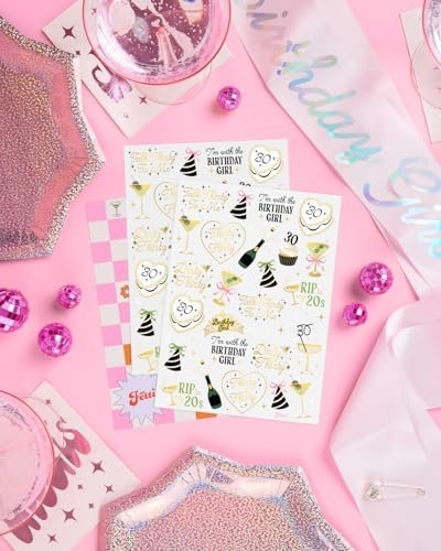 xo, Fetti 30th Birthday Temporary Tattoos – 50 Gold Foil Pcs | Dirty Thirty Party Favor & Cocktail Accessory - görsel 11