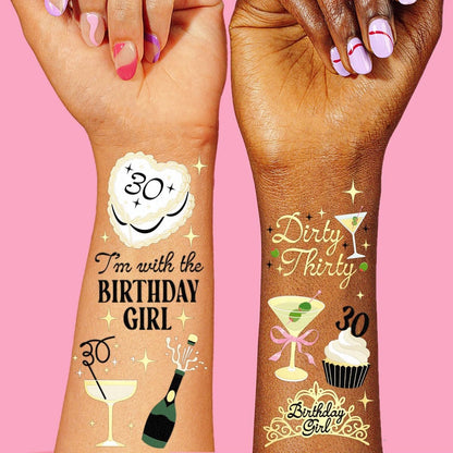 xo, Fetti 30th Birthday Temporary Tattoos – 50 Gold Foil Pcs | Dirty Thirty Party Favor & Cocktail Accessory
