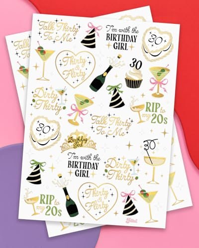 xo, Fetti 30th Birthday Temporary Tattoos – 50 Gold Foil Pcs | Dirty Thirty Party Favor & Cocktail Accessory