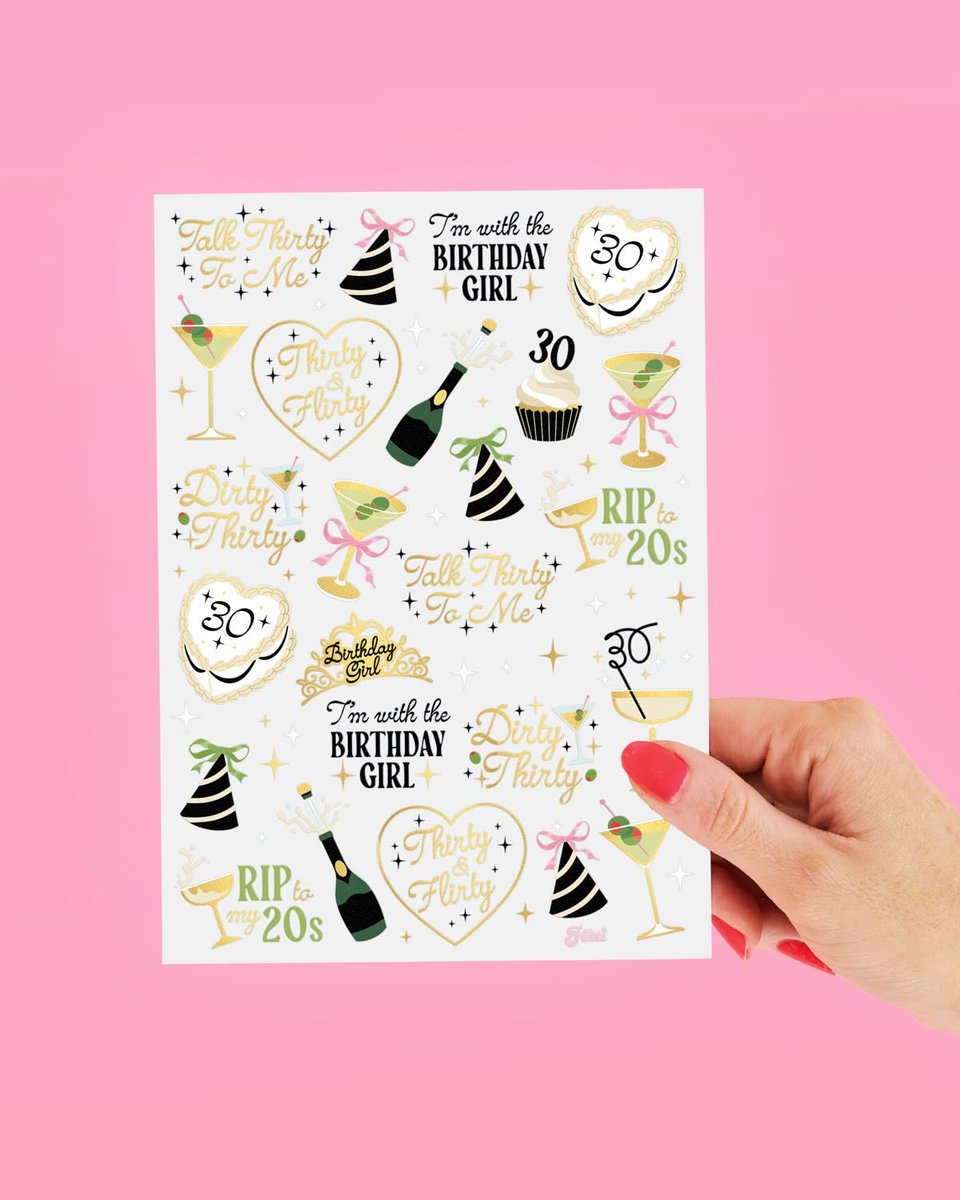 xo, Fetti 30th Birthday Temporary Tattoos – 50 Gold Foil Pcs | Dirty Thirty Party Favor & Cocktail Accessory - görsel 10