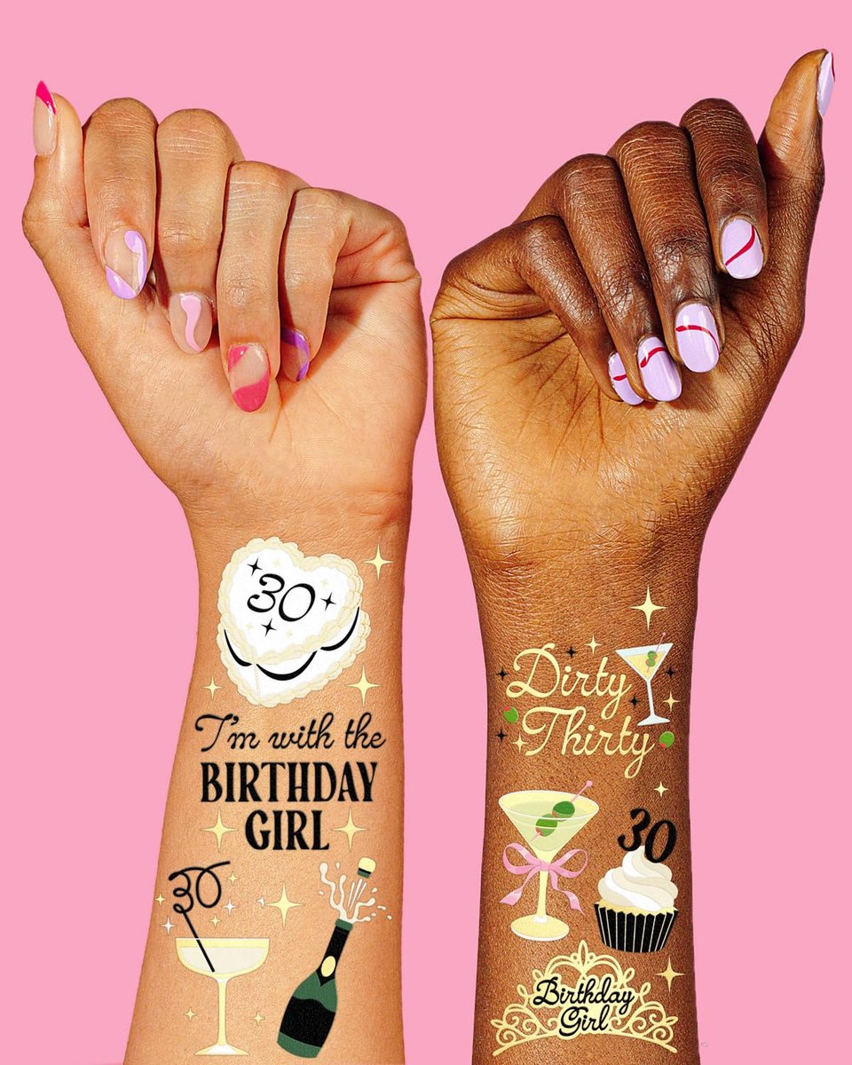 xo, Fetti 30th Birthday Temporary Tattoos – 50 Gold Foil Pcs | Dirty Thirty Party Favor & Cocktail Accessory - görsel 8