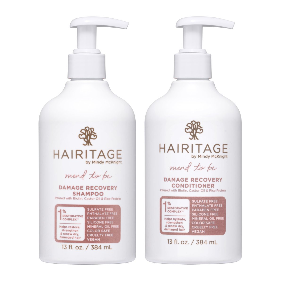 Hairitage Biotin Damage Repair Shampoo and Conditioner Set - Thickening + Volumizing - Biotin, Castor Oil & Rice Protein - Sulfate Free & Color Safe - For Dry, Damaged, Curly Hair - 13 Fl Oz Each Avelisse