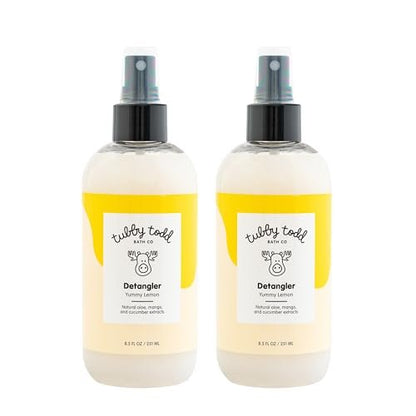TUBBY TODD Hair Detangler Spray for Kids - Gentle Detangling Spray with Baobab & Coconut Oil - Moisturizing Kids Hair Detangler - 8.5oz, 2 Pack - Lemon Crème Avelisse