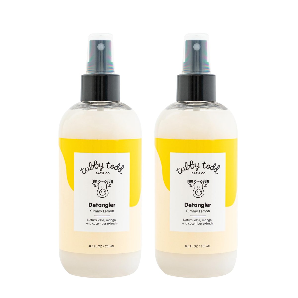 TUBBY TODD Hair Detangler Spray for Kids - Gentle Detangling Spray with Baobab & Coconut Oil - Moisturizing Kids Hair Detangler - 8.5oz, 2 Pack - Lemon Crème Avelisse