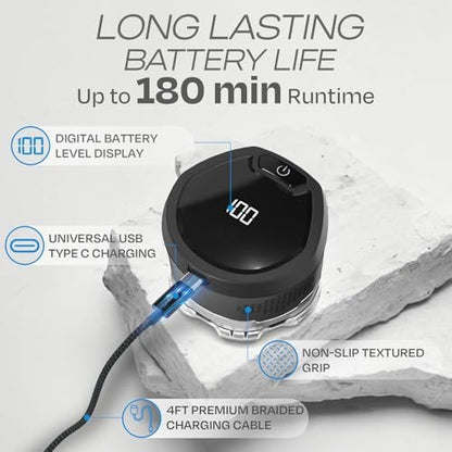 HUMMINGBIRD MK13 Premium Head Shaver for Men - 7 Blade Electric Razor, Cordless USB-C Rechargeable, Wet & Dry, LED Display, Travel Case Avelisse
