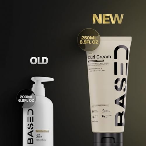 BASED Curl Cream for Men – Curl Defining Cream for Curly Hair, Medium Hold, Hydrates & Nourishes with Agave, Silk Protein & Castor Oil, No Harsh Chemicals, 8.5 oz Avelisse