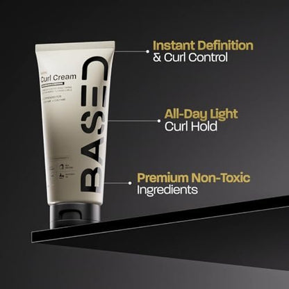 BASED Curl Cream for Men – Curl Defining Cream for Curly Hair, Medium Hold, Hydrates & Nourishes with Agave, Silk Protein & Castor Oil, No Harsh Chemicals, 8.5 oz Avelisse