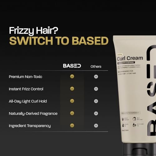 BASED Curl Cream for Men – Curl Defining Cream for Curly Hair, Medium Hold, Hydrates & Nourishes with Agave, Silk Protein & Castor Oil, No Harsh Chemicals, 8.5 oz Avelisse