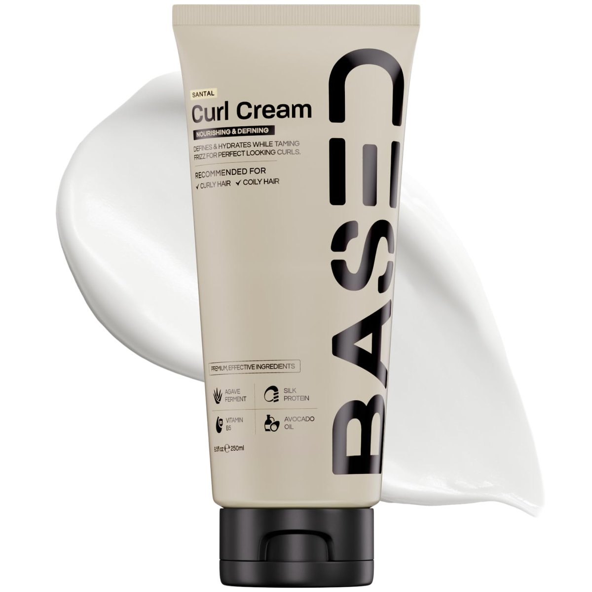 BASED Curl Cream for Men – Curl Defining Cream for Curly Hair, Medium Hold, Hydrates & Nourishes with Agave, Silk Protein & Castor Oil, No Harsh Chemicals, 8.5 oz Avelisse