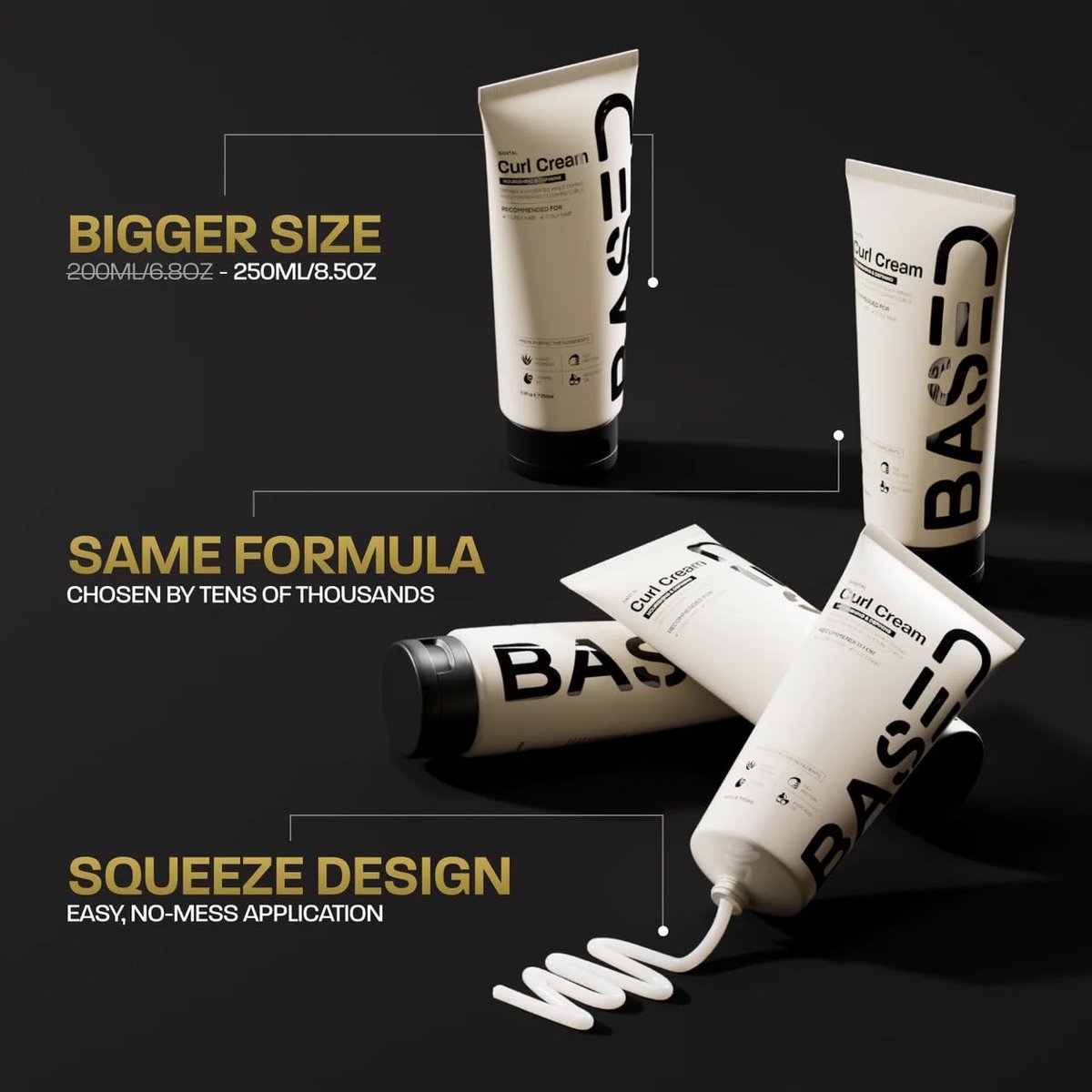 BASED Curl Cream for Men – Curl Defining Cream for Curly Hair, Medium Hold, Hydrates & Nourishes with Agave, Silk Protein & Castor Oil, No Harsh Chemicals, 8.5 oz Avelisse