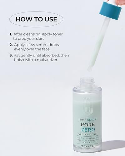 BE THE SKIN Pore Zero BHA Exfoliating Serum (30ml) - Natural Willow Bark BHA + AHA for Clogged Pores & Blackheads, Cica Soothing for Oily Sensitive Skin Avelisse