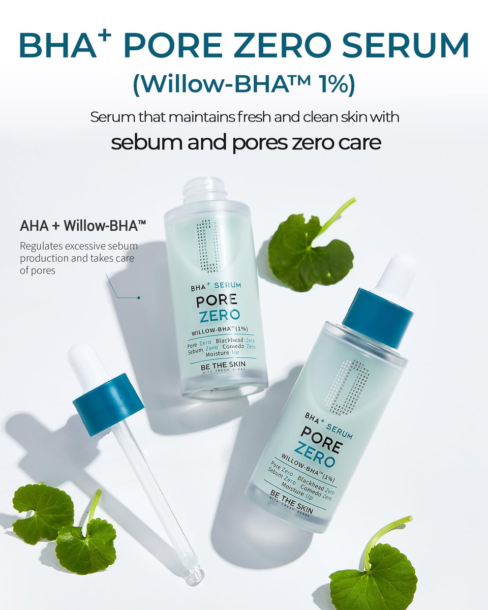 BE THE SKIN Pore Zero BHA Exfoliating Serum (30ml) - Natural Willow Bark BHA + AHA for Clogged Pores & Blackheads, Cica Soothing for Oily Sensitive Skin Avelisse