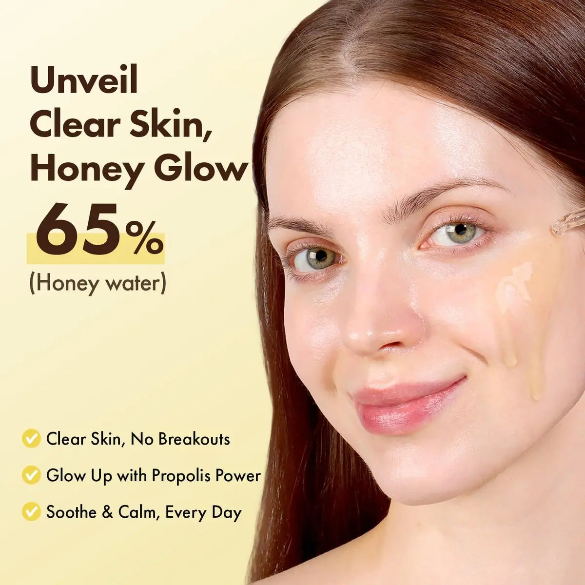 TOSOWOONG Honey Glow 65% Propolis Serum with Hyaluronic Acid, Kojic Acid, Niacinamide – Hydrating & Soothing Facial Serum for Uneven Skin Tone, Glass Skin, Korean Skincare, 33ml Avelisse
