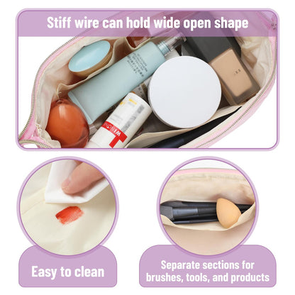 Ms. Pen Aesthetic Quilted Makeup Bag for Women - Pink Puffy Padded Cosmetic Pouch
