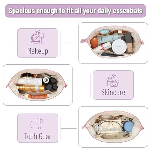 Ms. Pen Aesthetic Quilted Makeup Bag for Women - Pink Puffy Padded Cosmetic Pouch - görsel 10