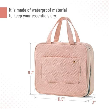 Ms. Pen Travel Toiletry Bag Organizer - Baby Pink, Water-Resistant Hanging Toiletry Bag for Women and Men