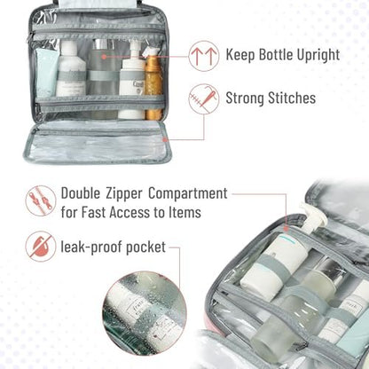 Ms. Pen Travel Toiletry Bag Organizer - Baby Pink, Water-Resistant Hanging Toiletry Bag for Women and Men